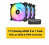 מאווררים למארז Antec F12 Racing 120mm ARGB 3 Pack Fan+Controller