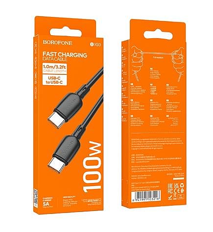 ��� ����� Borofone BX93 100W USB-C/Type-C to USB-C/Type-C Fast Charging Data Cable Length 1m 