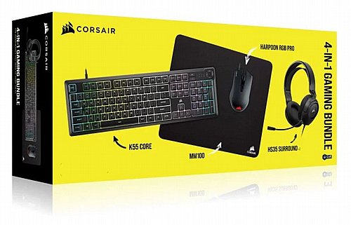 ����� 4 ������ ���� Corsair ����� K55 Core + HS35 Surround + Harpoon RGB Pro + MM100