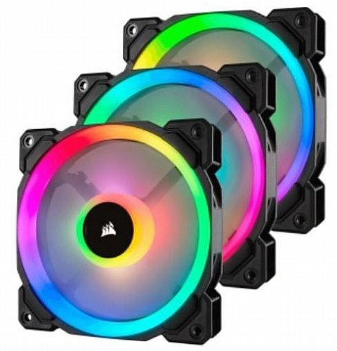 ������ ����� LL120 RGB 120mm Dual Light Loop RGB LED PWM Fan 3 Fan Pack with Lighting Node PRO