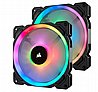 קיט 2 מאווררים למארז עם בקרת תאורה Corsair LL140 Dual Light Loop RGB LED 140mm Lighting Node PRO