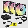 קיט 3 מאווררים למארז עם בקר תאורה iCUE LINK QX120 RGB 120mm - צבע שחור