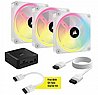 קיט 3 מאווררים למארז עם בקר תאורה Corsair iCUE LINK QX120 RGB 120mm - צבע לבן