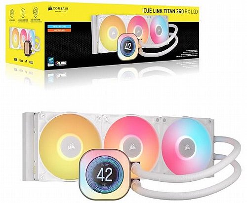 ����� ����� ��� ���� Corsair ��� iCUE TITAN 360 RX LCD White 360mm AIO