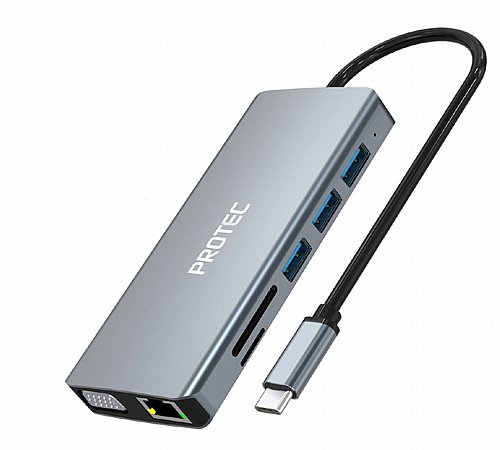 ���� ����� ���������� ����� ��� ����� USB Type-C ���� Protec RJ45 GIGABIT 4XUSB 2XHDMI VGA Type-C-PD DM300