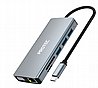 תחנת עגינה אוניברסלית תומכת שני מסכים USB Type-C חברת Protec RJ45 GIGABIT 4XUSB 2XHDMI VGA Type-C-PD DM300