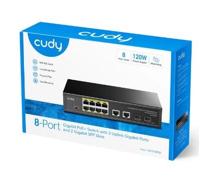 ��� �� ����� Cudy 8-GbE PoE+ Switch �� 2 ������ Uplink GbE �2- Uplink SFP-���� 120W
