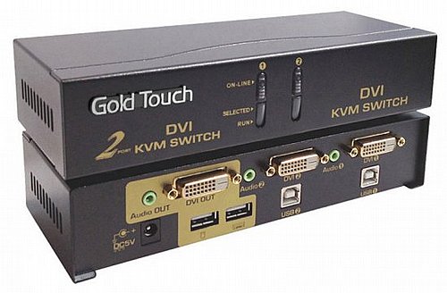 ���� KVM ��� 2 ������ DVI �� ������ USB ������ Gold Touch KVM-DVI-2