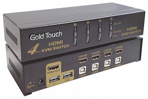���� KVM ��� 4 ������ HDMI �� ������ USB ������ Gold Touch KVM-HDMI-4