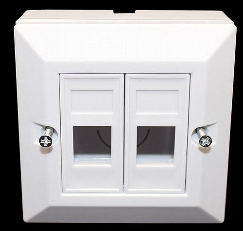 ����� ������� ��� 2 ������ Dual Port Faceplate 25mm Box For Cat5 / Cat5e HP-FP-25-2
