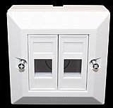 ����� ������� ��� 2 ������ Dual Port Faceplate 25mm Box For Cat5 / Cat5e HP-FP-25-2