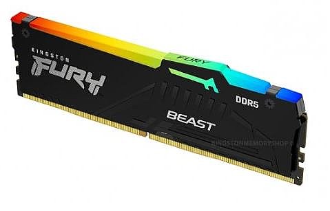 ������ ����� ���� ���� Kingston ��� 32GB (1x32GB) 5200MHz DDR5 CL40 - FURY Beast RGB Series