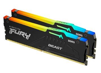 ������ ����� ���� ���� Kingston ��� 16GB (1x16GB) 5600MHz DDR5 CL40 - FURY Beast RGB Series