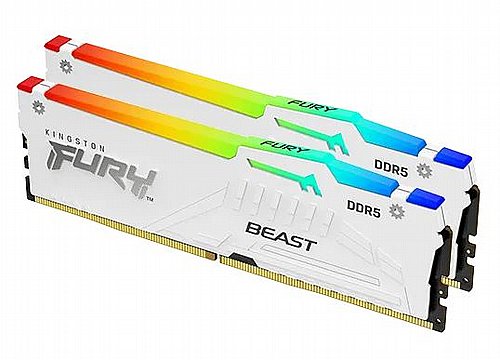 ������ ����� ���� Kingston Fury Beast White RGB Expo 64GB 2X32 6000MHZ DDR5 CL30