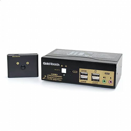 ��� KVM ��� 2 ������ DP ���� 4K ���� �� 2 ������ ��� ������ USB ������ Gold Touch KVM-DP-2-2