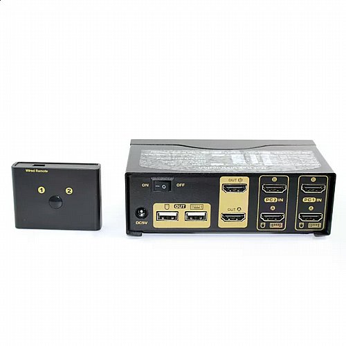 ��� KVM ��� 2 ������ HDMI 4K ���� �� 2 ������ �� ������ USB ������ Gold Touch KVM-HD-2-2