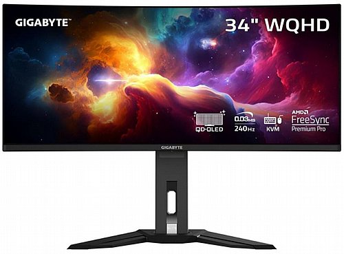 ��� ������� ���� Gigabyte MO34WQC2 34" WQHD QD-OLED 240Hz 0.03MS Speakers  2xHDMI DP  ��� ����