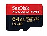 כרטיס זיכרון חברת SanDisk דגם Extreme Pro A2 Micro SDXC UHS-I SDSQXCY-064G 64GB