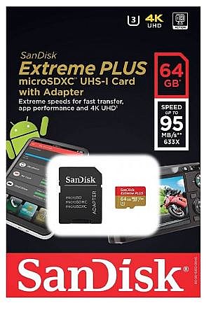 ����� ������ SanDisk Extreme Plus 633x Micro SDXC UHS-I SDSQXWG-064G - ��� 64GB