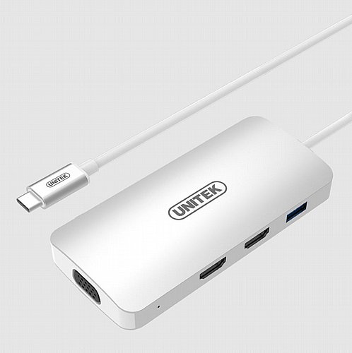 ���� ����� Unitek Y-9116 Type-C to 2xHDMI VGA USB3 Type-C PD Converter