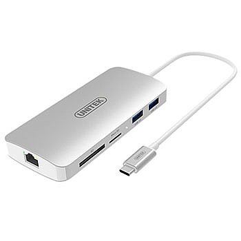 ���� ����� ���� UNITEK ��� Y-9115 7-in-1 USB-C Ethernet Hub with HDMI, 60W Power Delivery and Dual Card Reader