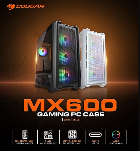 ���� ���� Cougar ��� MX600 RGB Tempered Glass 3x140mm ARGB 1x120mm ARGB Fans Mid Tower ���� ����